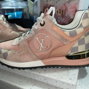 Women’s Louis Vuitton Suede Damier Azur Run Away Sneaker in Pink